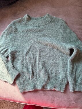 abercrombie kids fuzzy crewneck sweater in green